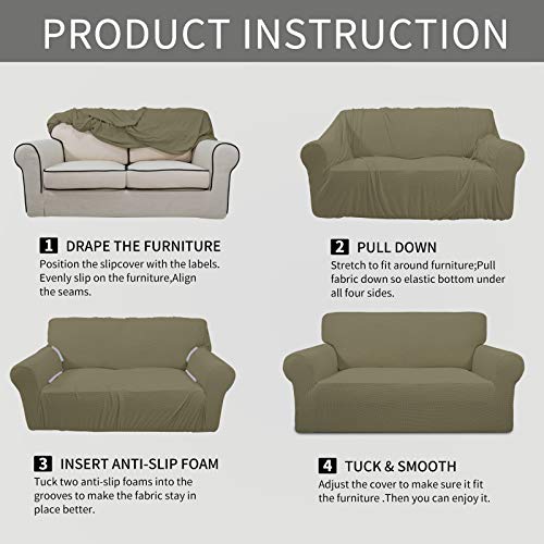 Stretch Couch Covers for Sofa Washable Large Khaki (Large Sofa / Khaki)