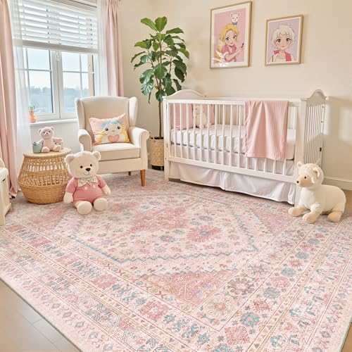 Pink Rugs for Bedroom (Pink/Blue / 6' x 9' (Rectangular))