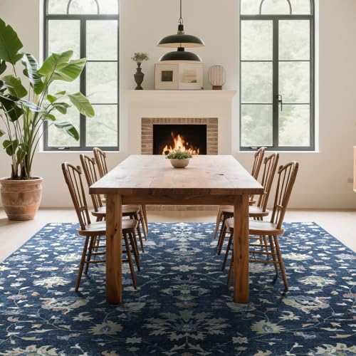 8x10 Boho Washable Area Rugs for Living Room (8' x 10' (Rectangular) / Blue-brown-brownness-white)