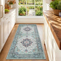 Washable Area Rug (Teal Green/White/Navy / 2' x 6' (Rectangular))