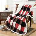 Sherpa Blanket Twin Plaid Thick Bed Blanket (Black Red Check / 60"*80")