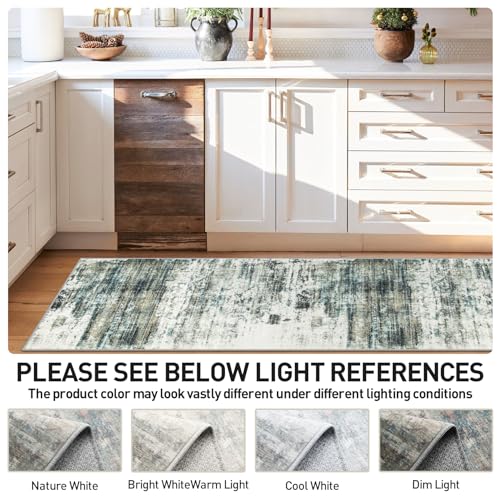 2'6''x8' Runner Rugs Washable Rug (Teal Green/Multi Color / 2'6" x 8' (Runner))