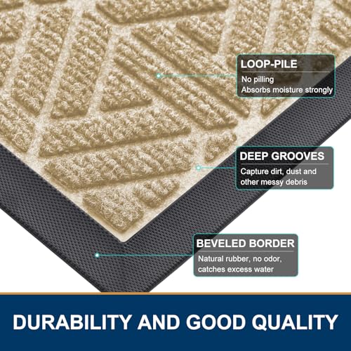 Front Door Mat Outside Entrance (Beige / 71" X 23")