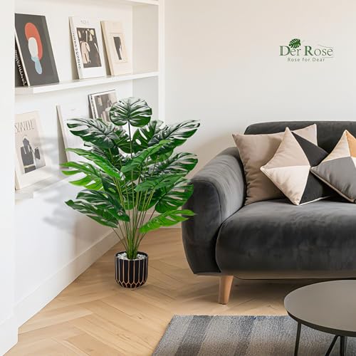 2 Pack 28" Fake Plants (28"- Areca Palm+Monstera)
