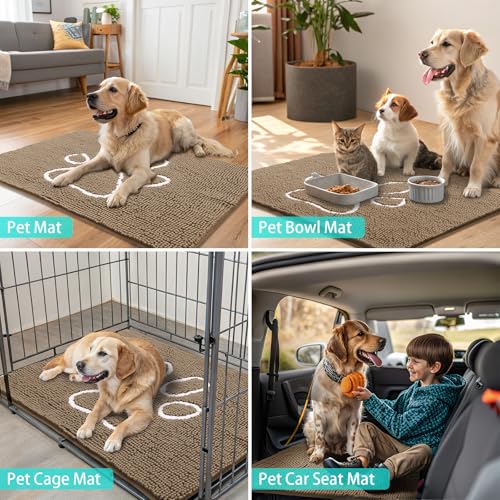 Dog Door Mat for Muddy Paws (70"X24" / Camel and Black)
