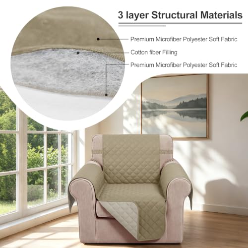 Reversible Recliner Chair Covers (Camel/Beige / 23'' Chair)