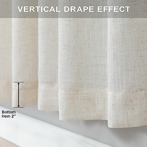 Ivory Cream Colored Curtains 5 FT Wide by 84 Inches Long for Bedroom 2 Panel Back Tab Pocket Sheer Linen Large Drape Light Filtering Extra Wide Curtain for Living Room Dining Hall Hallway 60x84 Length (60"W x 84"L (Pack of 2) / Natural)