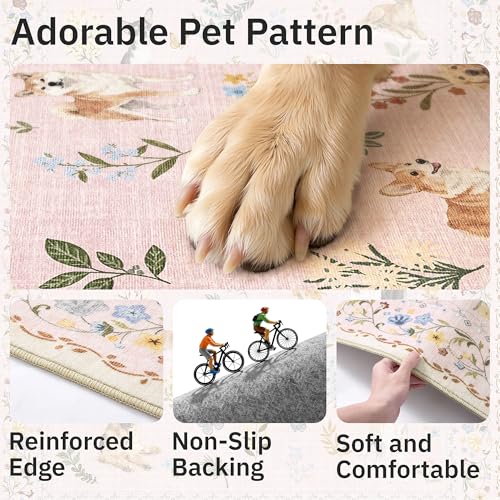 Dog 5x7 Pink Area Rugs for Baby Girl Nursery (Dog/Baby Pink / 5' x 7' (Rectangular))