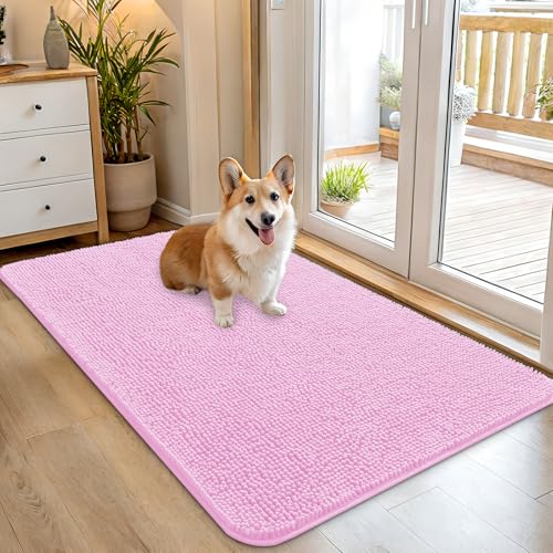 Dog Door Mat for Muddy Paws 45x27 (Pink / 45" X 27")