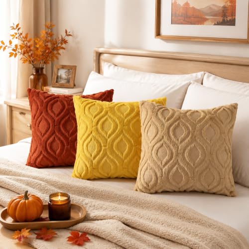 Faux Fur Light Brown Khaki Throw Pillow Covers 18x18 Set of 2 (18" x 18" (Pack of 2) / Light Brown Khaki)