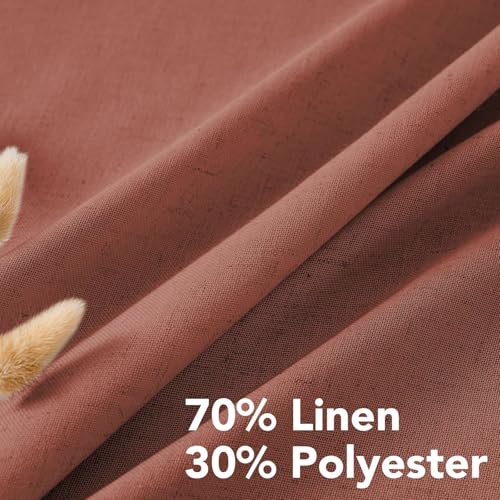 Living Room Linen Curtains Semi Sheer Curtains Nickel Grommet Curtain Energy Saving Light Filtering Window Treatments Panels for Bedroom (52"W x 108"L (Pack of 2) / Rust)