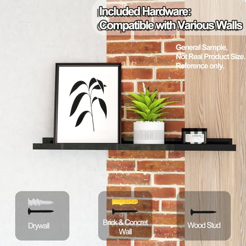 Black Floating Shelves for Wall Decor (Black / 23.6in)