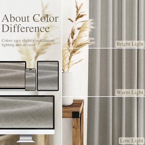 Silver Grey Linen Curtains 120 Inch Extra Long for Living Room Back Tab Light Filtering Semi Sheer Drapes Modern Farmhouse Boho Textured Curtain for Floor to Ceiling High Window 52x120 (52"W x 120"L (Pack of 2) / Silver Grey)