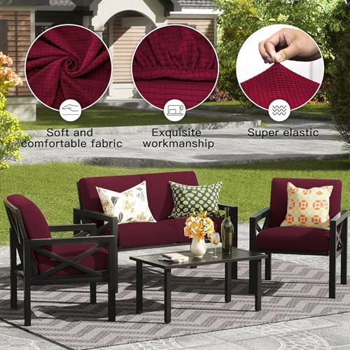 8Pcs Outdoor Cushion Covers (Claret Red / 8PCS)