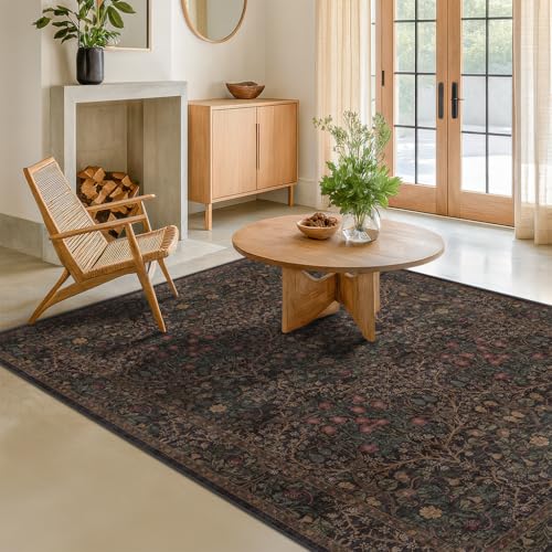 Dark Brown Washable 5x7 Area Rugs for Living Room (Dark Brown / 5' x 7' (Rectangular))
