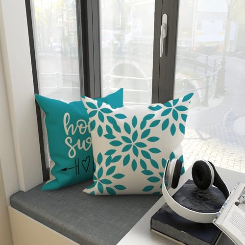 Pillow Covers 18x18 Set of 4 (Aqua Blue / 18" x 18" (Pack of 4))