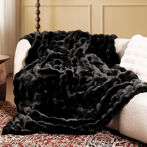 Ultra Soft Cozy Faux Fur Throw Blanket (Black / Throw)