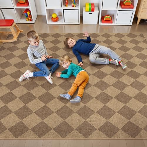 Checkered Easy Jute Dining Room Rug (9' x 12' (Rectangular) / Nature/Checkerboard -2)
