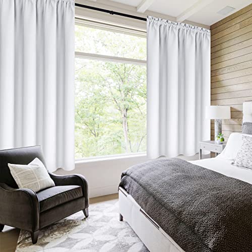Blackout Curtains for Bedroom Living Room 38 x 63 Inch Long 2 Panels (Greyish White / 38"W x 63"L (Pack of 2))