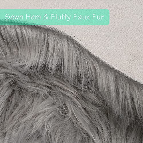 Grey Faux Sheepskin Runner Rugs 2x6 ft (Grey / 2' x 6' (Runner))