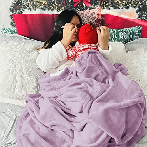 Fleece Blanket Throw Blanket (Light Purple / Throw (50" X 60"))