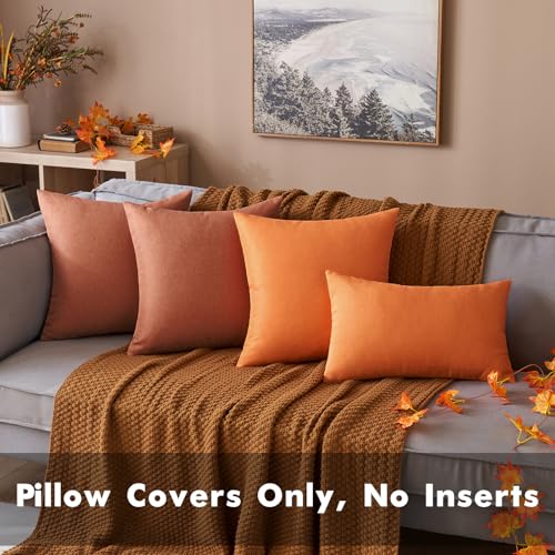 Decorative Outdoor Pillow Covers Fall 12x12 Rust (12" x 12" (Pack of 2) / Rust)