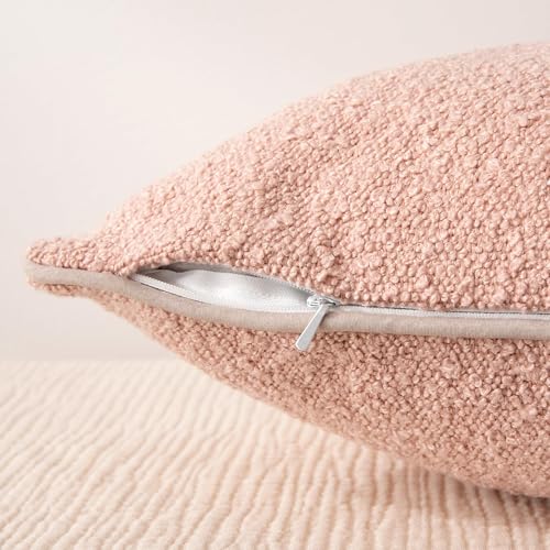 Boucle Throw Pillow Covers for Couch (Pink / 20" x 20" (Pack of 2))