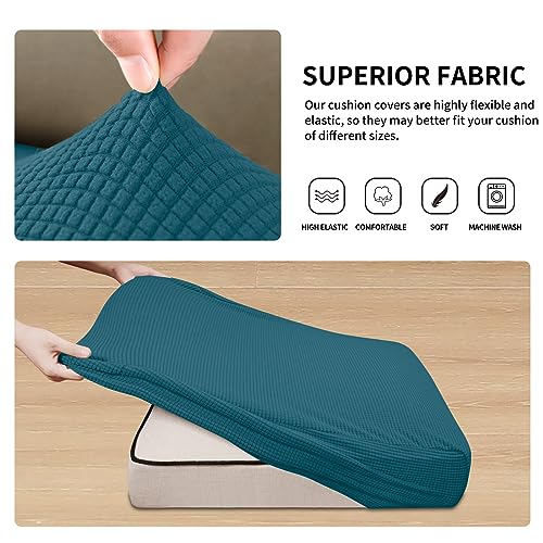 Stretch 2 Pieces Loveseat Couch Cushion Cover for 2 Seat (2-piece / Peacock Blue)