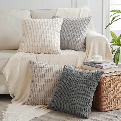 4 Packs Decorative Throw Pillow Covers for Living Room Couch Bed (28" x 28" (Pack of 4) / Grey Series)