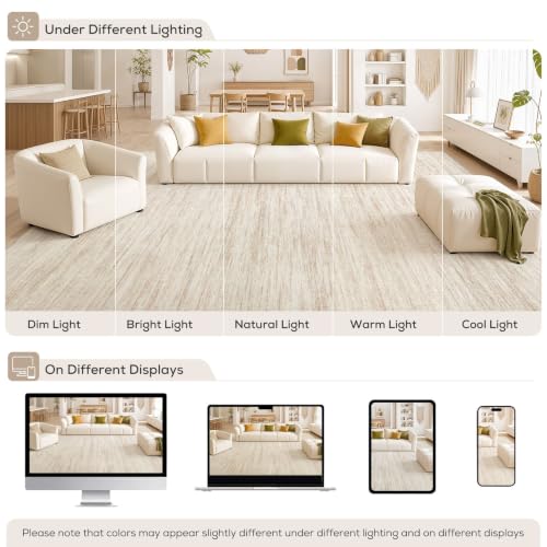 Boho 8x10 Area Rug Living Room Rugs Machine Washable Beige (A-beige / 8' x 10' (Rectangular))