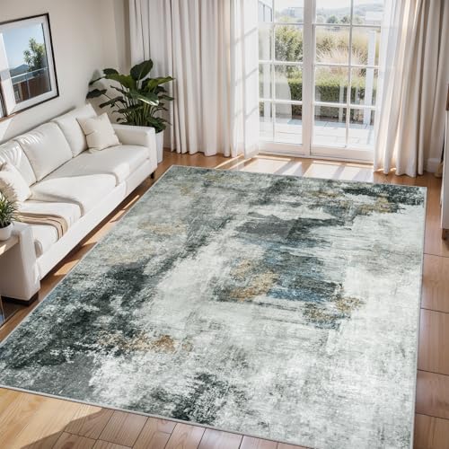 6x9 Area Rugs for Living Room Washable Bedroom Dining Room Black Gold (Black Gold/Multi / 6' x 9' (Rectangular))