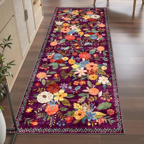 Purple Hallway Runner Rug 2x6 for Kitchen Bathroom (Purple / 2' x 6' (Rectangular))