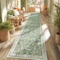 2x10 Washable Hallway Runner Rug Non Slip Floral Carpet (Green / 2' x 10')
