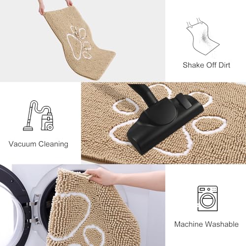 Dog Door Mat for Muddy Paws (24"X16" / Beige and White)