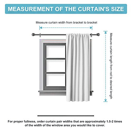 54 inch Blackout Curtains for Living Room Bedroom (Black / 42"W x 54"L (Pack of 2))