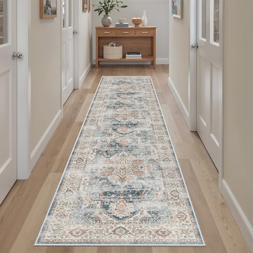 Hallway Runner Rug 2x8 Washable Kitchen Rugs Non (Navy / 2' x 8' (Runner))