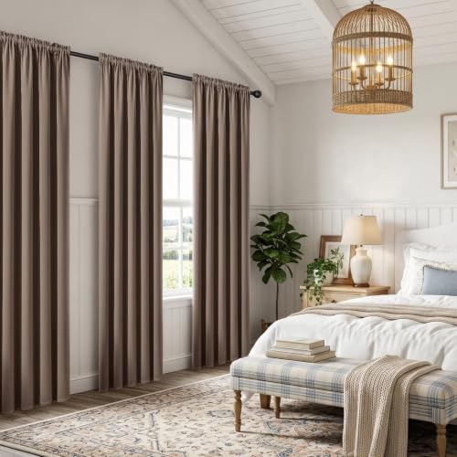 Khaki Blackout Curtains 72 inch Length 2 Panels Set (Khaki / 52"W x 72"L (Pack of 2))