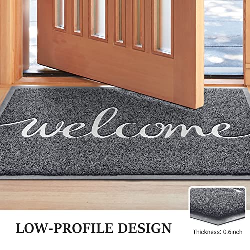Door Mat Welcome Mat Floor Mat for Entryway (Grey-welcome / 2'0" x 3'0" (Rectangular))