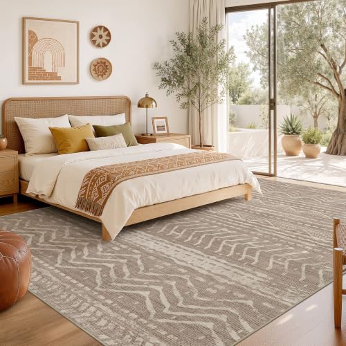 Boho 6x9 Area Rug Living Room Rugs Machine Washable Dark Brown (Dark Brown / 6' X 9' (Rectangular))