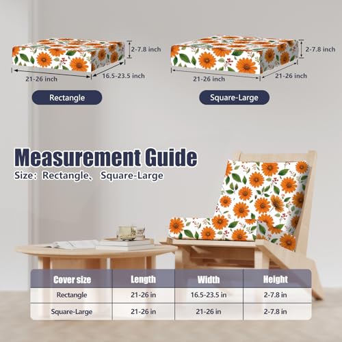 8Pcs Outdoor Cushion Covers (Sunflower / Square-large + Rectangle)