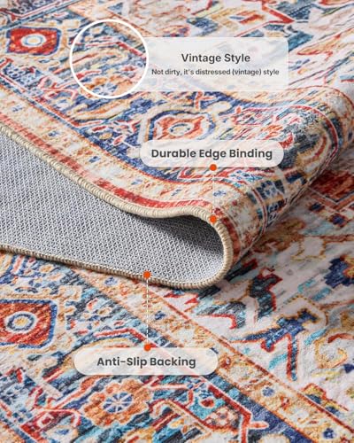 Amada Large 8x10 Washable Area Rug for Living Room (8' x 10' (Rectangular) / Red)