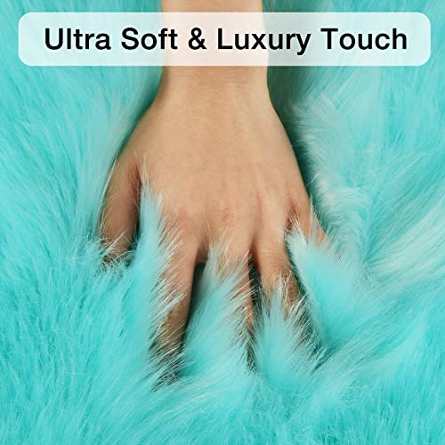 Turquoise Blue Faux Sheepskin Fur Rug 3x5 ft (Turquoise Blue / 3' x 5' (Rectangular))
