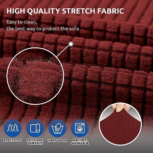 Stretch Couch Covers for Sofa (Dark Red / Large)