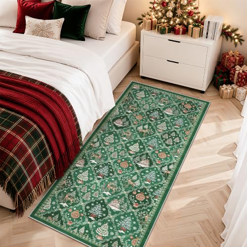 Christmas Runner Rug 2x6 for Hallway (Christmas Green / 2' x 6' (Runner))