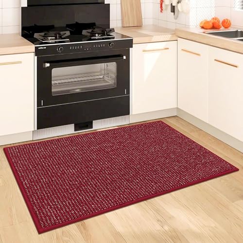 Kitchen Rugs and Mats 2PCS Non (Red / 20"x32"+20"x48" (Rectangular))