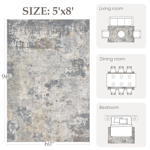 5x8 Area Rug Living Room Rugs (Blue Grey / 5' x 8' (Rectangular))