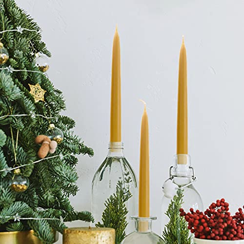 10 inch Natural Beeswax Taper Candles Set of 12 (10 inch)