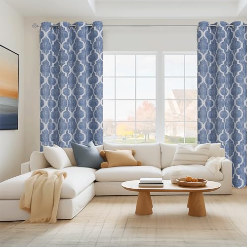 Moroccan 100% Blackout Curtains Bedroom Blue 50x72 2 Panels (Grommet | Blue / 50"W x 72"L (Pack of 2))