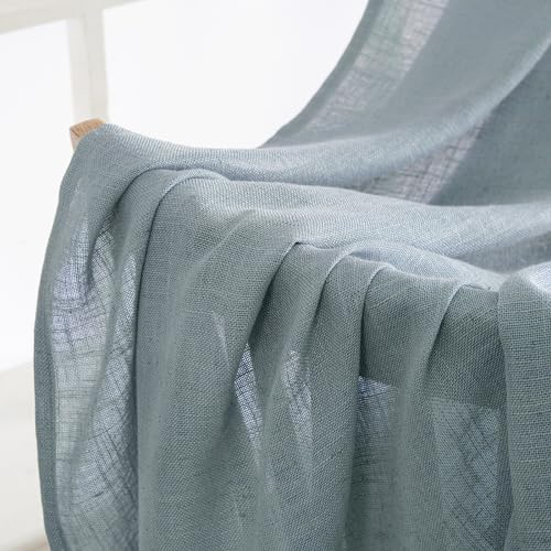 Dusty Blue Linen Curtains 42x84 Inch Length for Bedroom (42"W x 84"L (Pack of 2) / Stone Blue)