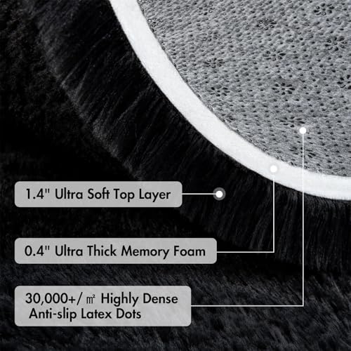 6x9 Ft Large Shag Black Rug for Living Room (Aa Black / 6' X 9' (Rectangular))